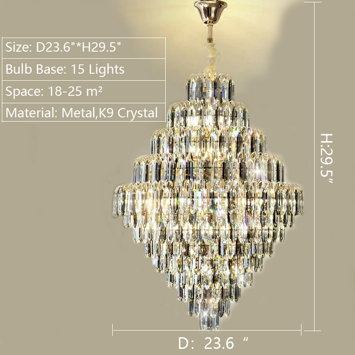 29.5inch Foyer Decorative Crystal Lighting Fixture Living Room Crystal Chandelier For Entrance Hallway Staircase Big House