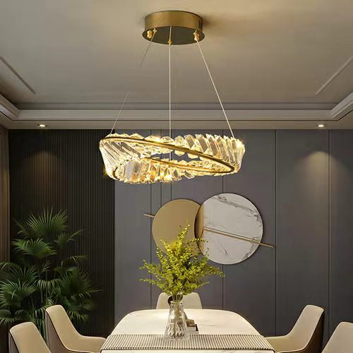 Lampadario di cristallo ad anello Lampada da soffitto di lusso per soggiorno/sala da pranzo Lampada da camera da letto
