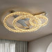 2/ 3 Rings Flush Mount Living Room Chandelier Crystal Bedroom Ceiling Light Fixture 