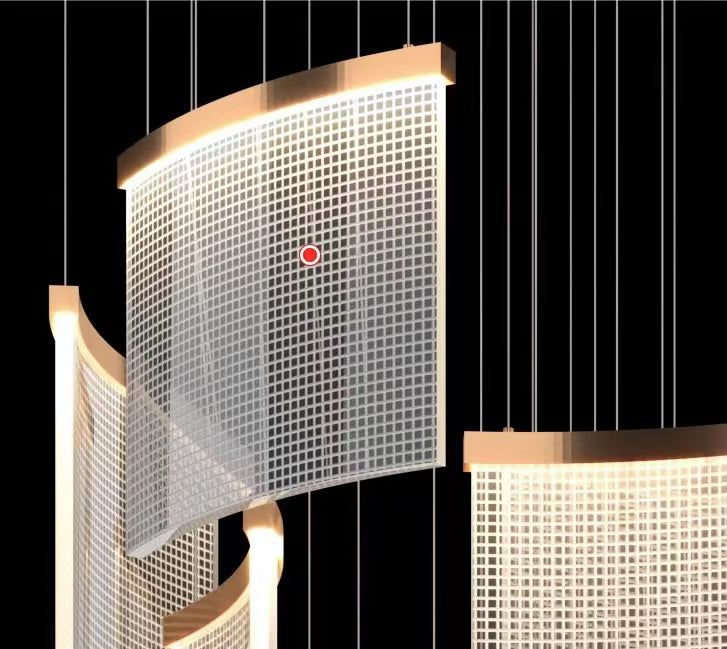 Lampadario di design in piastrelle per foyer e soggiorno con soffitto alto