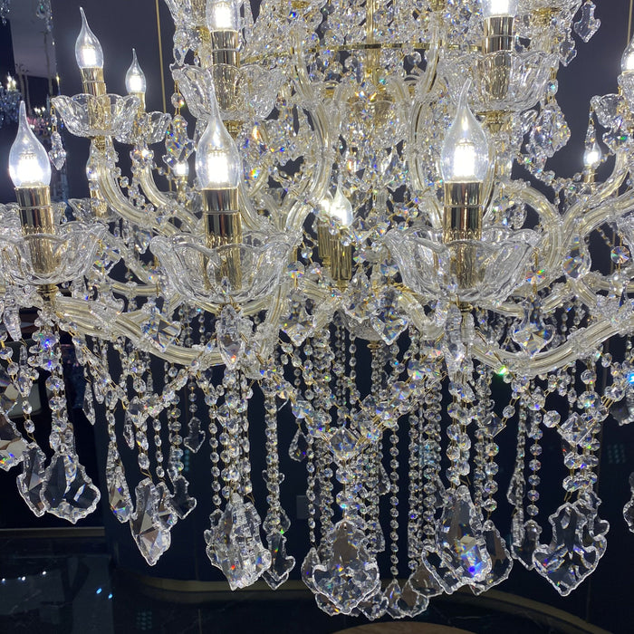 Lámpara de araña de cristal con vela francesa extragrande, accesorio de iluminación para vestíbulo/escalera con rama artística para techo