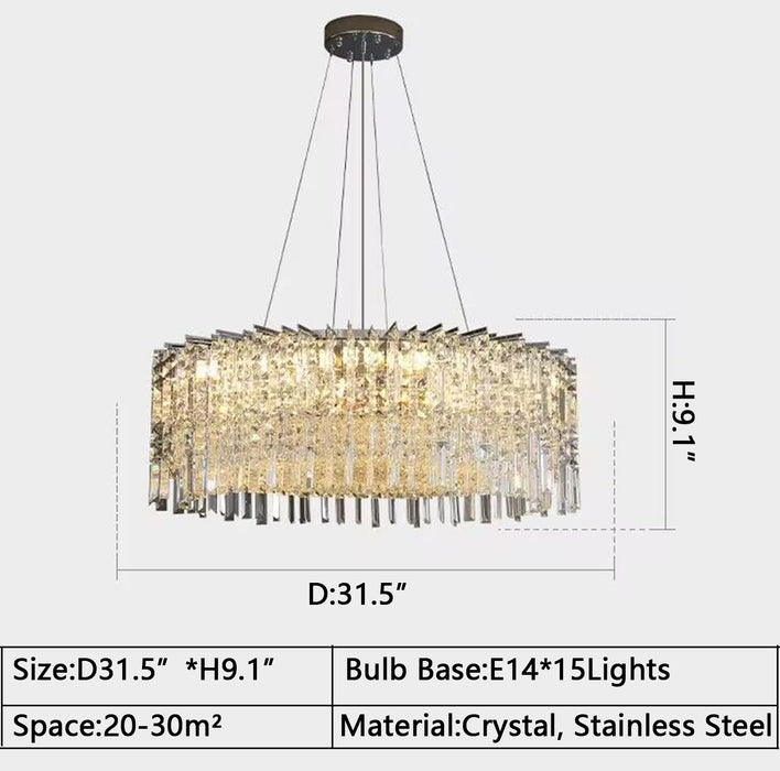 Lampadario moderno a sospensione a soffitto moderno in argento cromato elegante lampadario di cristallo rotondo per soggiorno / camera da letto