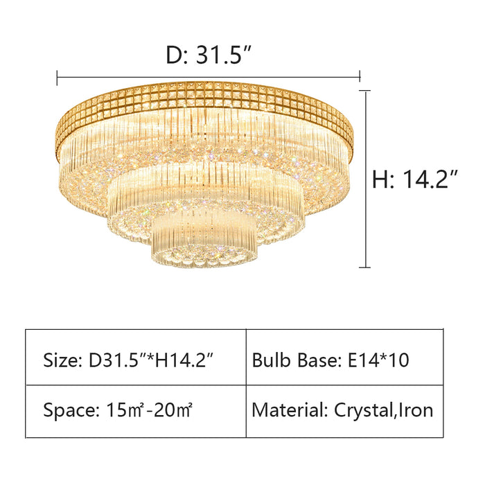 D31.5"*H14.2" chandelier,chandeliers,extra large,large,huge,big,oversize,luxury,crystal,iron,metal,raindrop,round,ring,circle,living room,villa,big house,big home