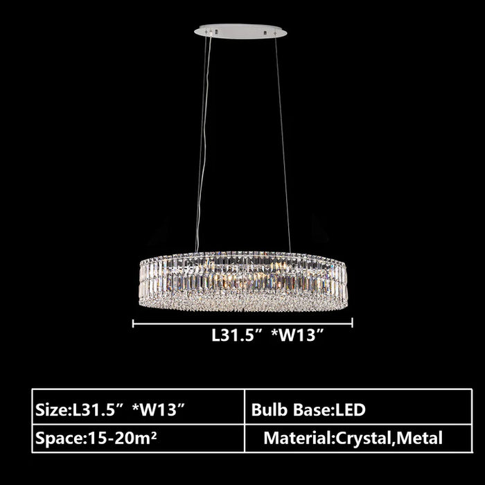 Modern Silver Ceiling Round/Rectangle Crystal Chandelier Set for Living Room/Dining Room/ Bedroom Decorative Light Fixture