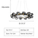 D31.5" chandelier,chandeliers,glass,metal,led,circle,round,ring,bronz,grey,gray,smoky,ash,living room,dining room,bedroom