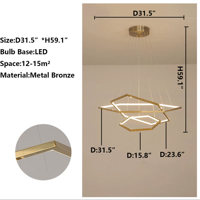 3/4-Light Unique / Statement Tiered LED Chandelier Geometric Pendant Lighting Adjustable Ceiling Chandeliers