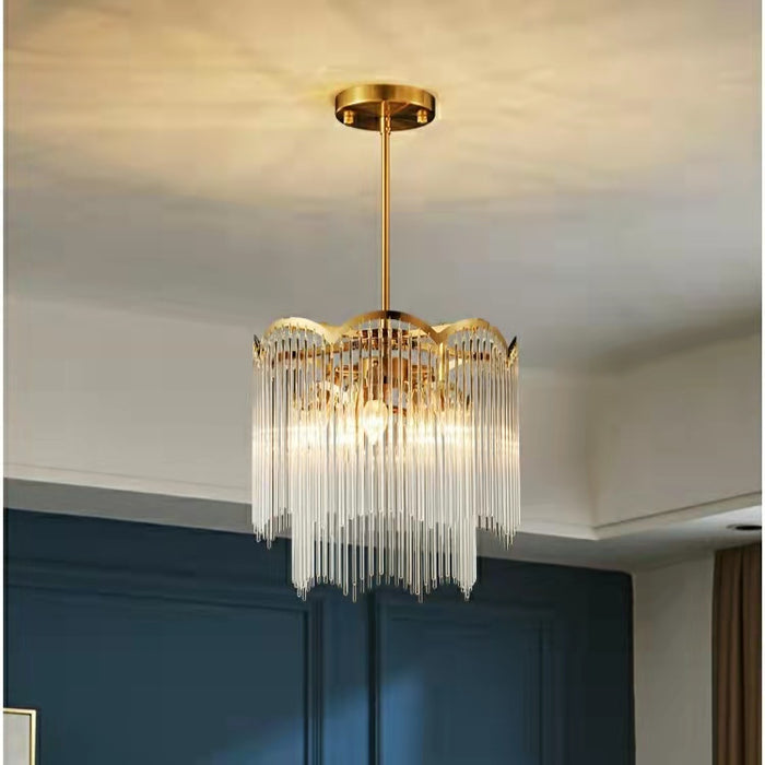 Elegante lampadario di illuminazione lineare in cristallo per soggiorno/sala da pranzo