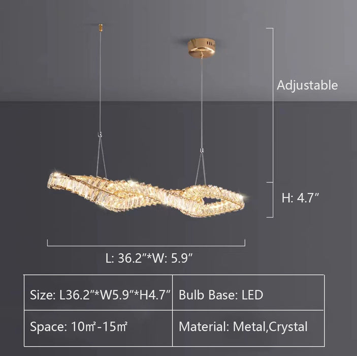 D36.2"*W5.9"*H4.7" chandelier,chandeliers,pendant,lxury,light luxury,gold,long table,big table,crystal,metal,dining table,bar,kitchen island,wave,new