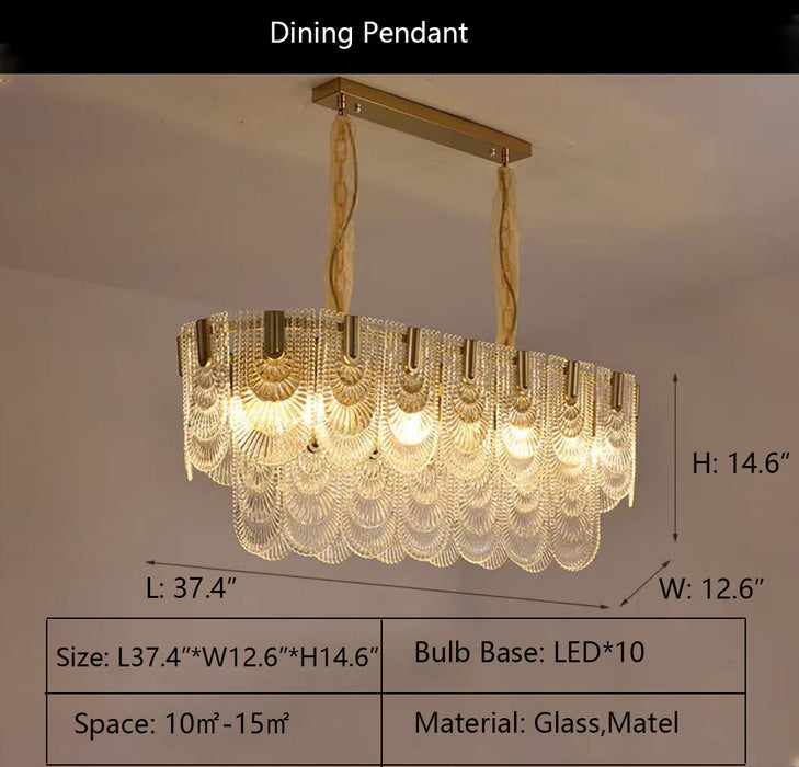 L37.4"*W12.6"*H14.6" chandelier,chandeliers,gold,luxury,round,ring,circle,long table,kitchen island,dining bar,dining table,big table,foyer,hallway,entrys.entryway,tiers,2 layers,multi-tier,pieces,art,acrylic,metal