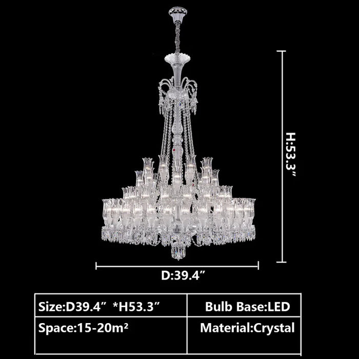 Extra Large French-style Romantic Flower Branch Art Crystal Chandelier Multi-layers Chrome Crystal Light for Big Foyer/Staircase/Hallway ,shining, delicate,nobleD39.4"*H53.3" D47.2"*H63.9" D59.1"*H79.9" D66.9"*H90.6"