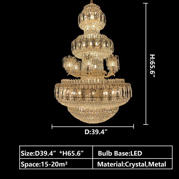 D39.4"*H65.6" oversized/extra large/huge/super multi-tiered/layers crystal chandelier artistic ceiling decorative for duplex-buildings,2-story foyer/big hallway,entryway
