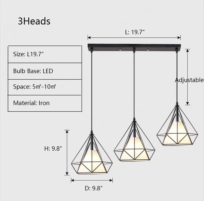 L19.7" chandelier,chandeliers,iron,diamond,industrial,cage,dining light,foyer,hallway,entryway,stairs,living room