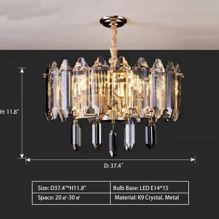 Modern Gold Elegant Transparent Crystal Chandelier Suit for Dining/Living Room,round , dimension