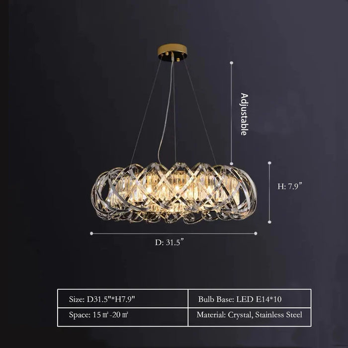2023 New Art Light Luxury Crossed Shell Transparent Crystal Chandelier Suit for Dining/Living Room, round, shining, luxury,bedroom, dimension