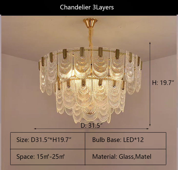 D31.5"*H19.7" chandelier,chandeliers,gold,luxury,round,ring,circle,long table,kitchen island,dining bar,dining table,big table,foyer,hallway,entrys.entryway,tiers,2 layers,multi-tier,pieces,art,acrylic,metal