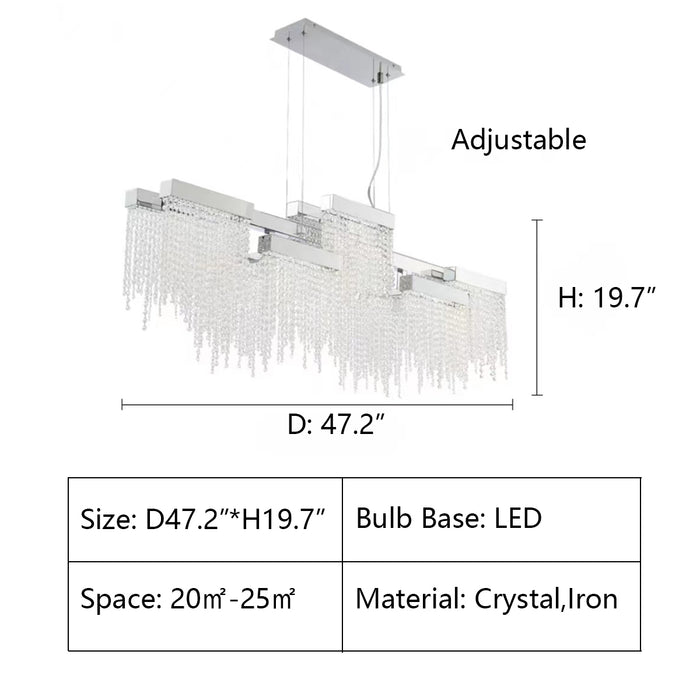 D47.2"*H19.7" Rossi Linear Chandelier,Rossi 10-Light LED Chandelier,chandelier,chandeliers,pendant,crystal,iron,metal,long table, big table,dining table,kitchen island,dining bar,bar,living room.luxury,chandelier light