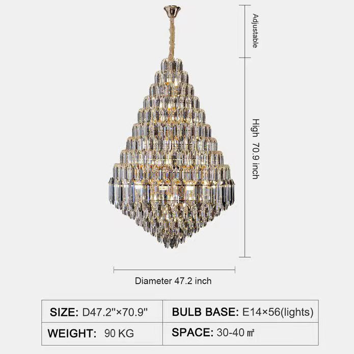 Extra Large D47.2”*H70.9” Luxury Modern Chandeliers For Hotel Lobby Hallway Foyer / Staircase Living Room