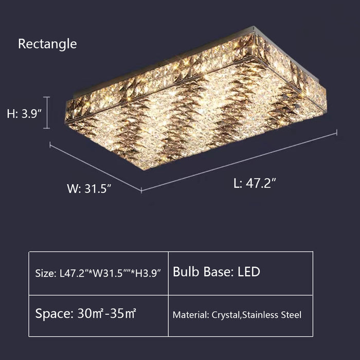 Rectangle: L47.2"*W31.5"*H3.9" chandelier,chandeliers,crystal rod,square,rectangle,living room,flush mount,ceiling,gold,luxury,modern,bedroom,foyer,entrys