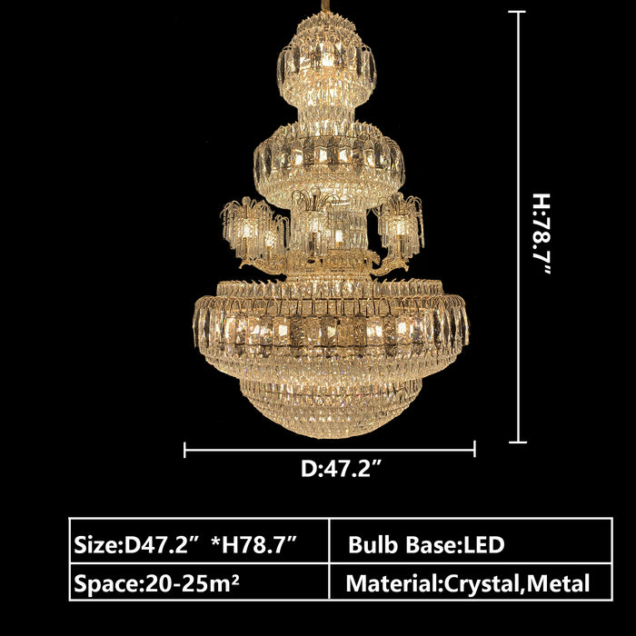 D47.2"*H78.7" oversized/extra large/huge/super multi-tiered/layers crystal chandelier artistic ceiling decorative for duplex-buildings,2-story foyer/big hallway,entryway
