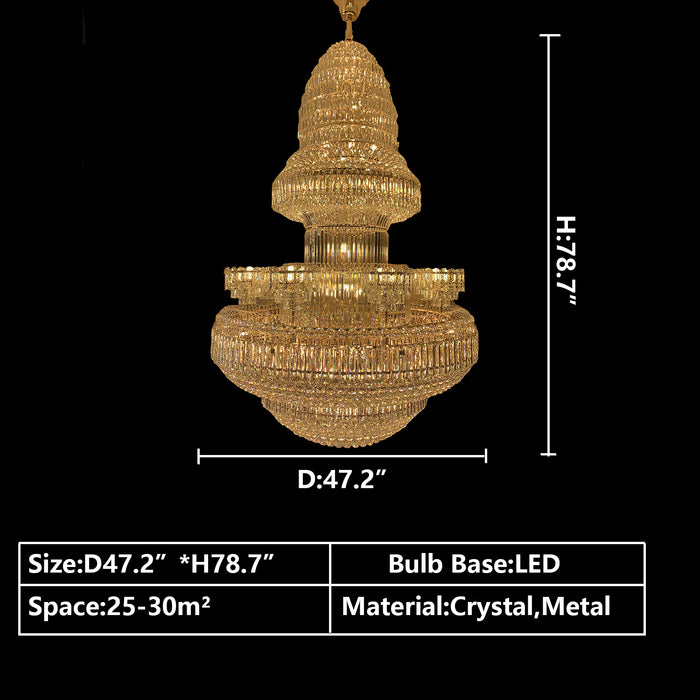D47.2"*H78.7" EXTRA LARGE/OVERSIZED/HUGE modern gold crystal chandelier at best price empire luxury crystal chandelier for cafe,coffee shop,restaurant,hotel lobby