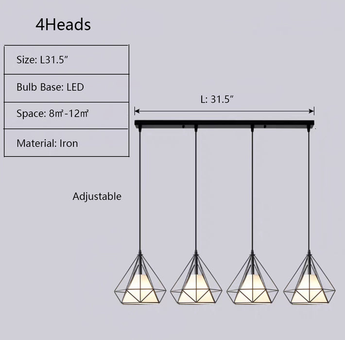 L31.5" chandelier,chandeliers,iron,diamond,industrial,cage,dining light,foyer,hallway,entryway,stairs,living room