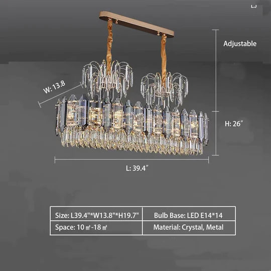 Light Luxury Smoky Gray Tiered Crystal Chandelier Suit for Living/ Dining Room/ Bedroom, shining ,luxury, art designer, delicate, K9, LED, modern, tiered, detail, dimension, oval