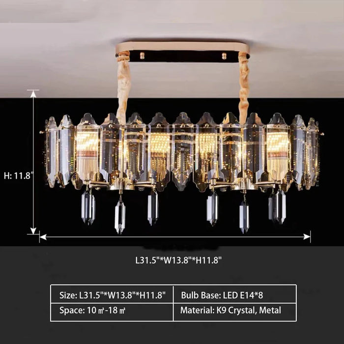 Modern Gold Elegant Transparent Crystal Chandelier Suit for Dining/Living Room,rectangle , dimension