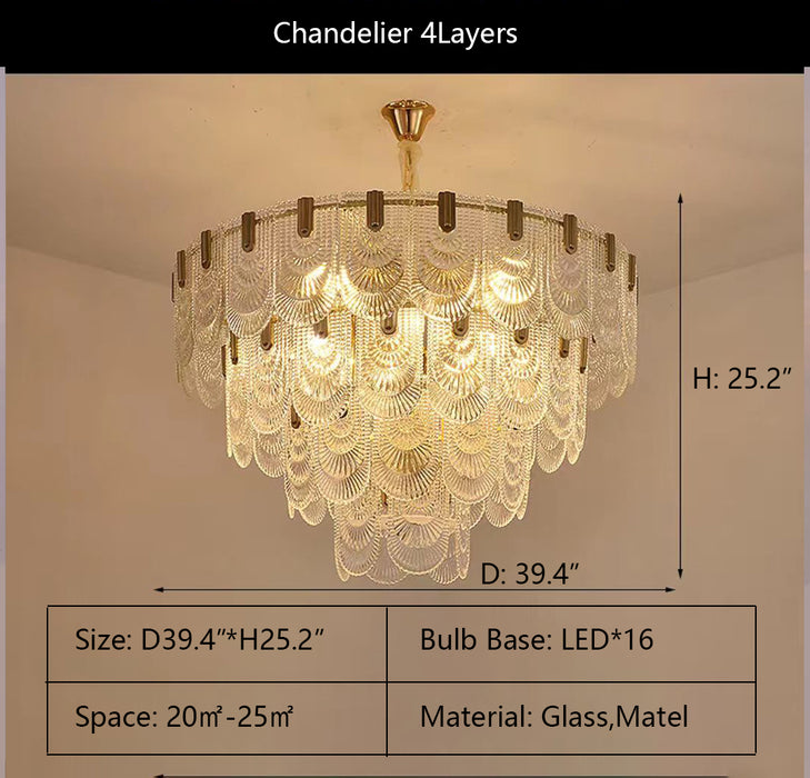 D39.4"*H25.2" chandelier,chandeliers,gold,luxury,round,ring,circle,long table,kitchen island,dining bar,dining table,big table,foyer,hallway,entrys.entryway,tiers,2 layers,multi-tier,pieces,art,acrylic,metal