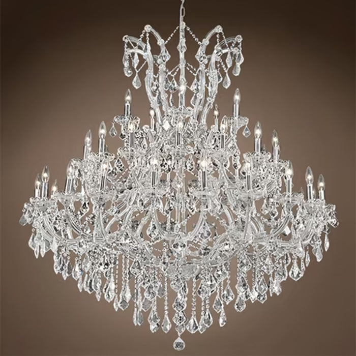 Oversized European Chrome Classic Candle Branch Crystal Chandelier for 2-Story/Duplex Buildings