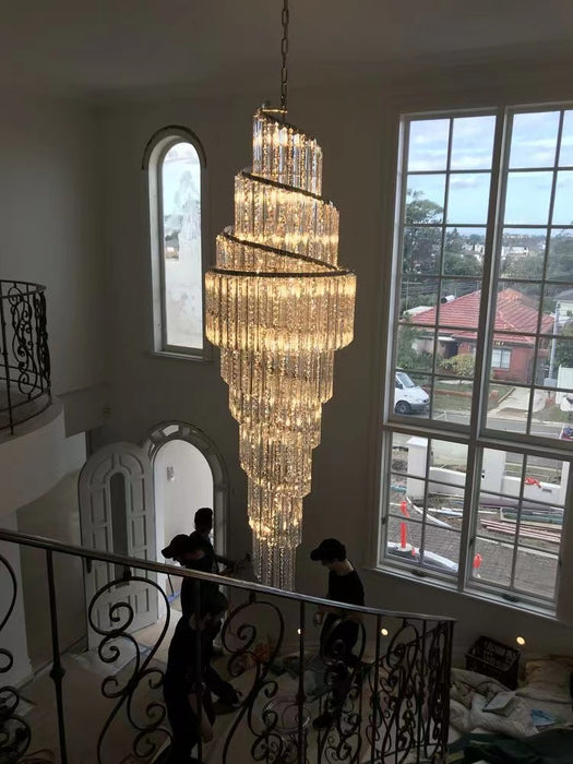 Candelabro de cristal espiral para escalera de vestíbulo, novedad de 2023