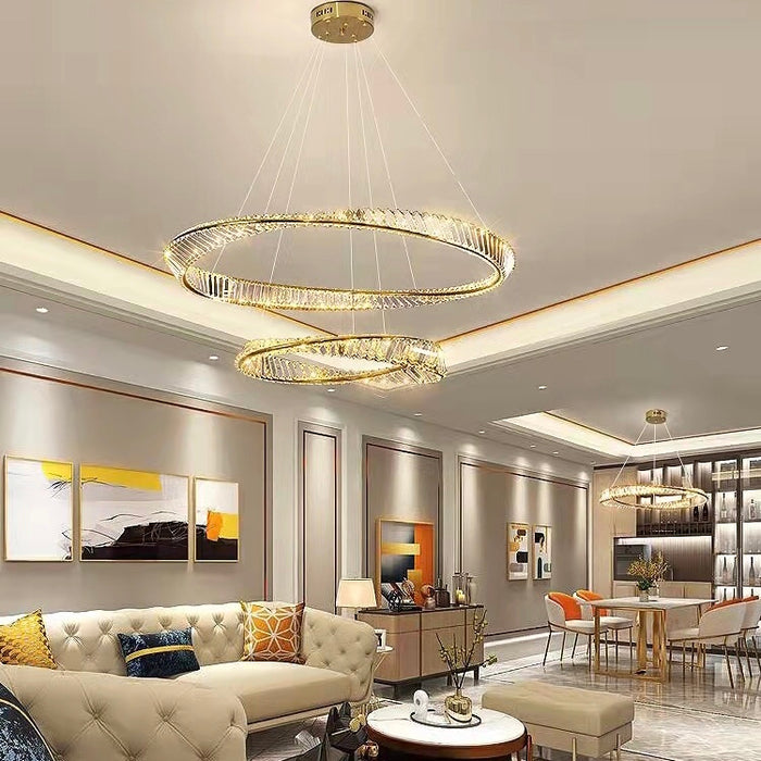 Ring Crystal Chandelier Luxury Living/ Dining Room Ceiling Lamp Bedroom Light
