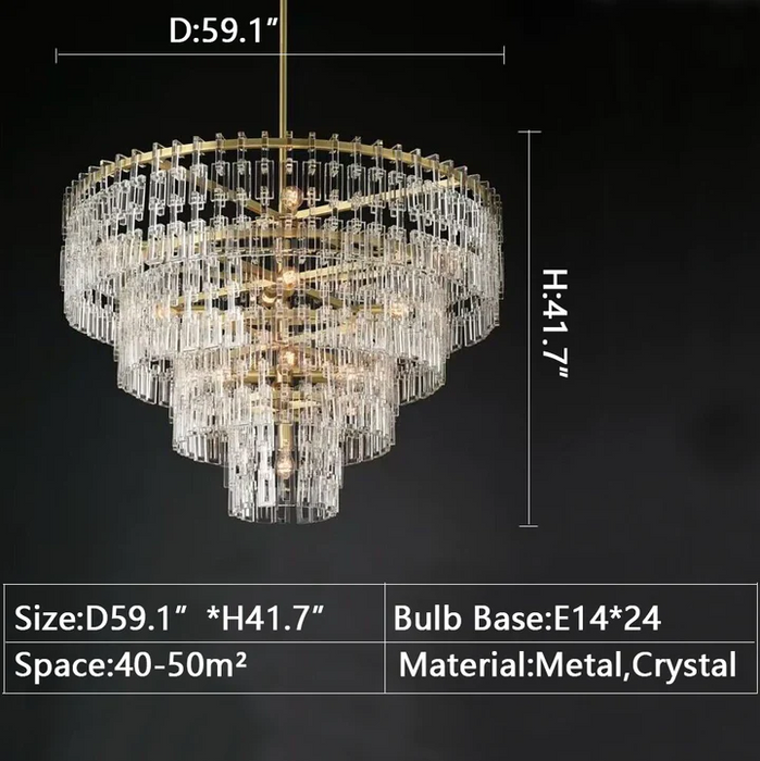 Lampadario di cristallo di grandi dimensioni multistrato di lusso per soggiorno/hotel