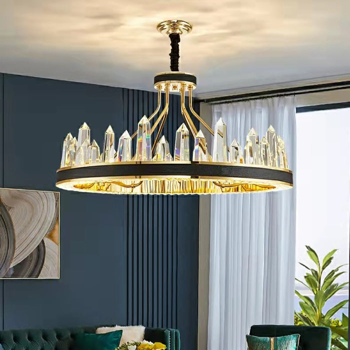 Lampadario di cristallo Iceberg di nuovo stile per soggiorno Moderno apparecchio di illuminazione a soffitto con corona nera