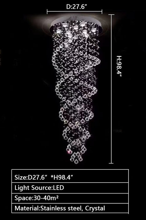 2023 New Trend Sprial Crystal Chandelier For Staircase