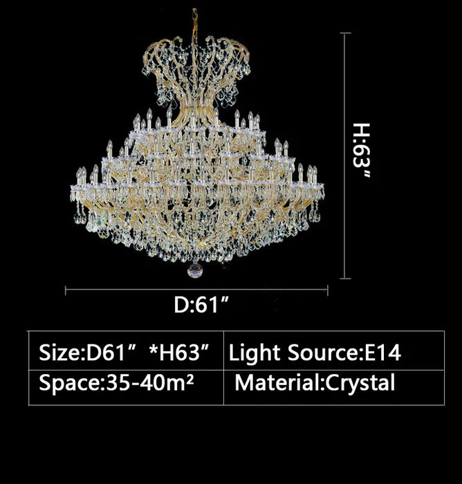 D61"*H63" chandelier,chandeliers,extra large,big,huge,oversize,crystal,luxury,gold,silver,staircase,spiral staircase,foyer,living room,high ceiling,duplex hall,loft,candle,branch,Classic Lighting 78" Crystal Traditional Chandelier from the Maria Thersea Collection Model:8149 OWG C from the Maria Thersea Collection
