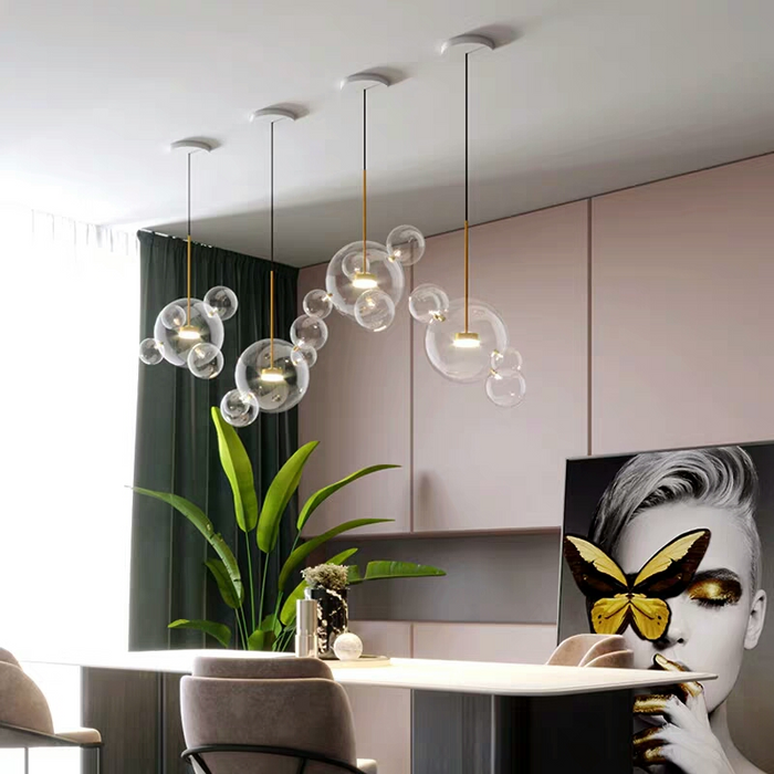 Clear Glass One Light Modern Ball Glass Pendant Bubble lights Fixture For Dining Room