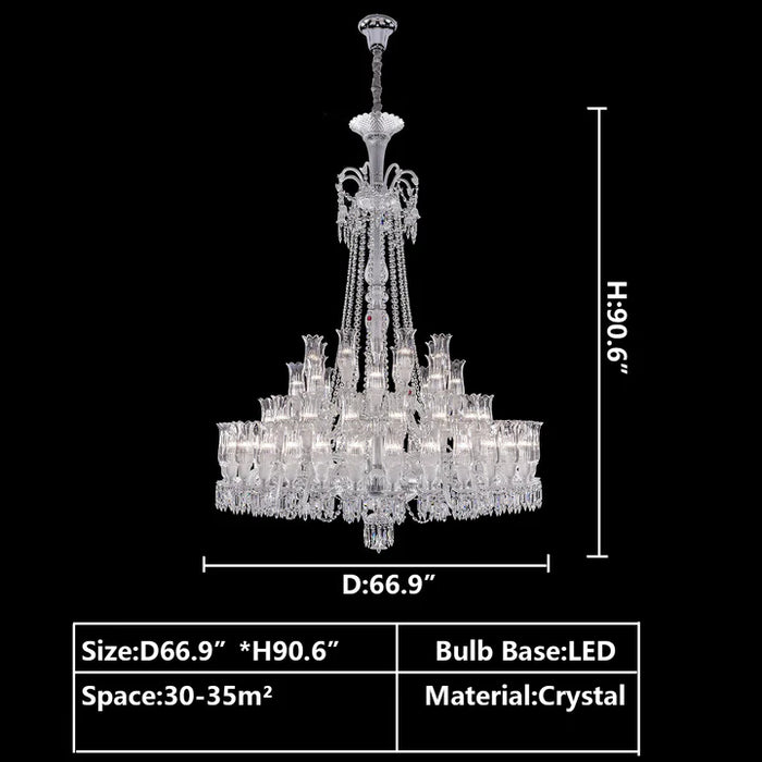 Extra Large French-style Romantic Flower Branch Art Crystal Chandelier Multi-layers Chrome Crystal Light for Big Foyer/Staircase/Hallway ,shining, delicate,noble,dimension,D39.4"*H53.3" D47.2"*H63.9" D59.1"*H79.9" D66.9"*H90.6"