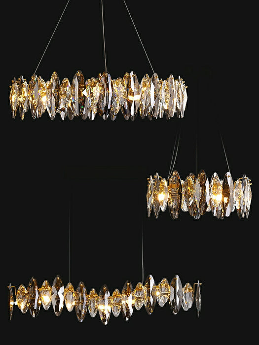 Lámpara de araña de cristal de hoja de diseño para sala de estar, lámpara de techo moderna para decoración de comedor