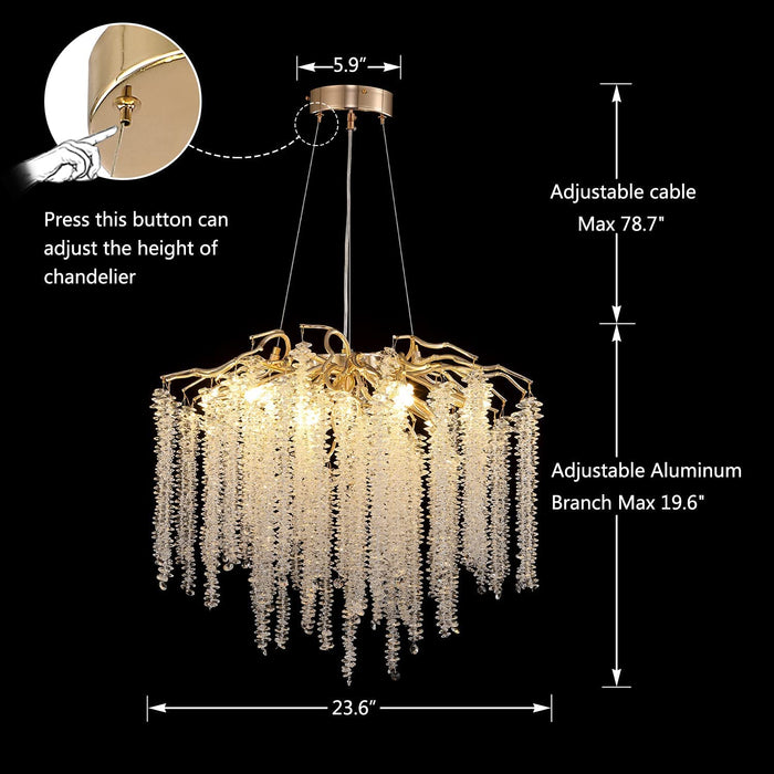 Crystal Leaf Chandelier For Dining Table Branch Style Ceiling Light for Modern Home