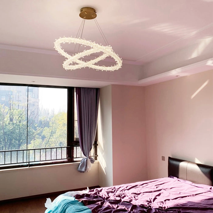 Lampadari di cristallo Bling Bling Princess Ring Plafoniere moderne per la camera da letto o il soggiorno delle ragazze