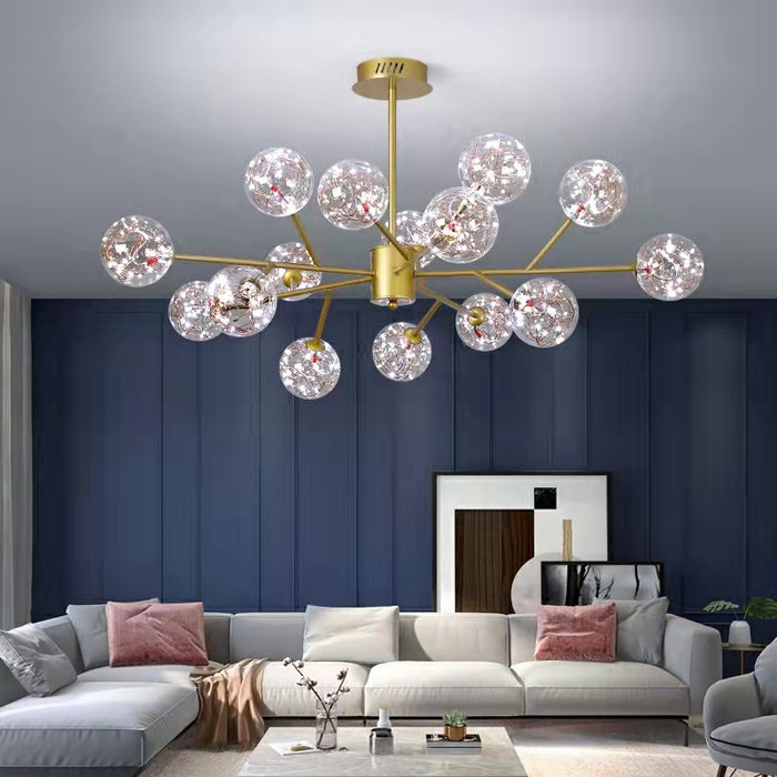 Lámpara de araña moderna Starlight para sala de estar, luz de techo de frijoles mágicos, lámpara de comedor molecular