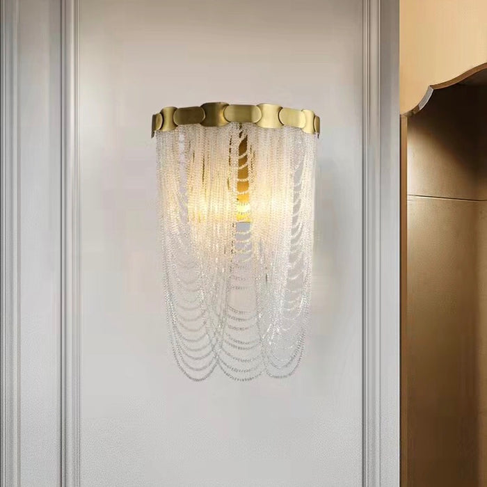 Lámpara de araña de cobre puro de lujo, lámpara de techo elegante de cristal K9 para sala de estar, lámpara de techo moderna de latón para comedor
