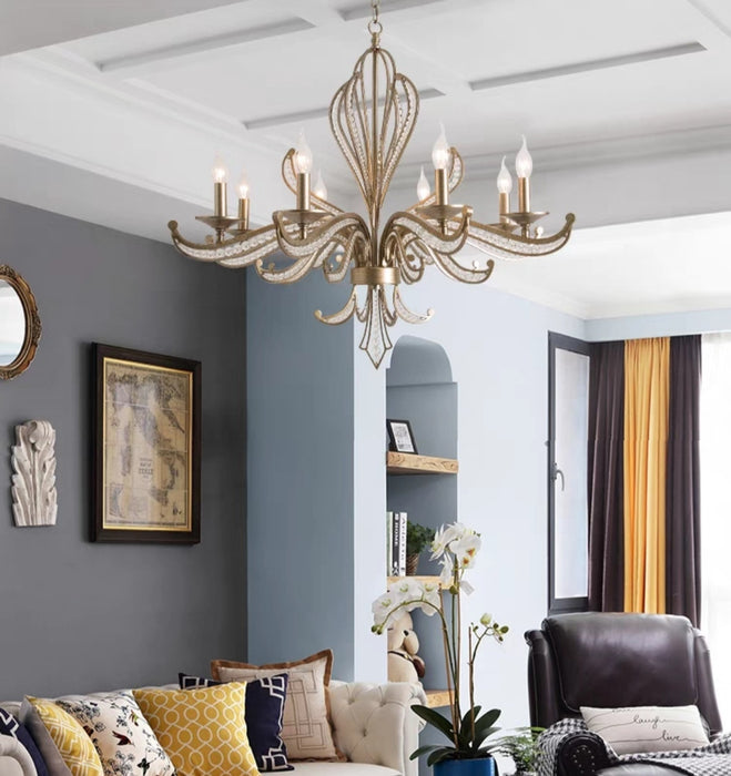 Lampadario a candela in argento in stile vintage per soggiorno/sala da pranzo
