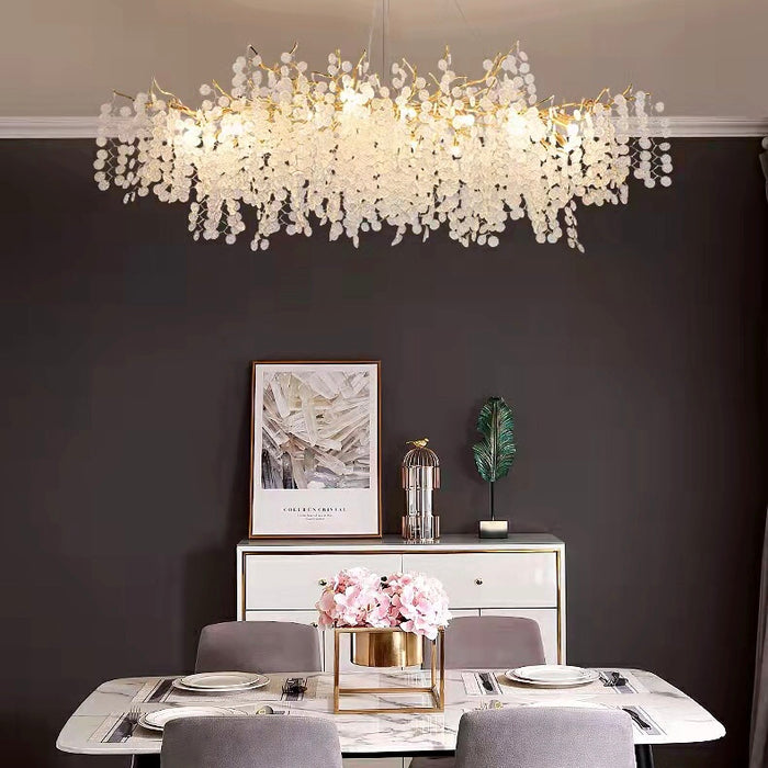 Lampadari di lusso in vetro smerigliato di cristallo con rami di lusso per soggiorno/sala da pranzo Elegante lampada da parete a soffitto per la casa