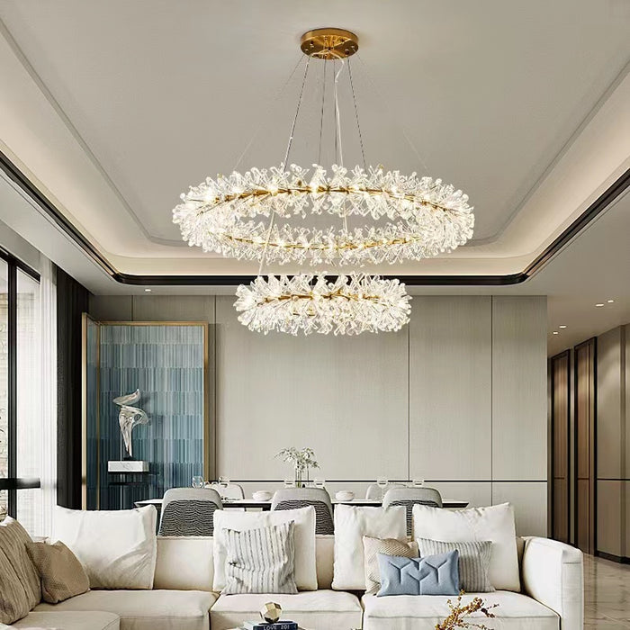 Contemporary LED 2 Ring Pendant Chandelier For Living Room