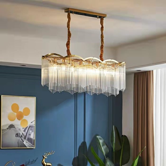 Elegant Lighting Chandelier Linear Crystal Lamp For Living/ Dining Room