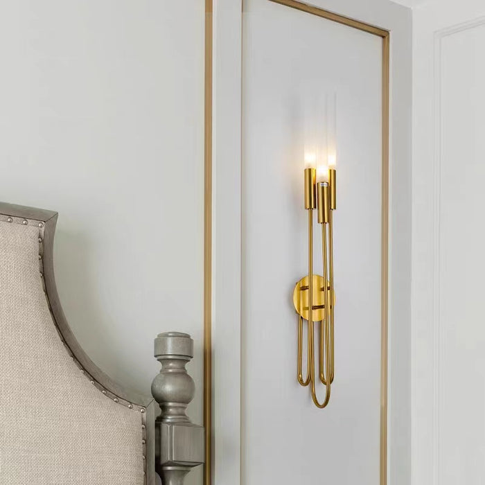 Lampada da parete in ottone a tre aste di lusso Nordic Light per comodino/soggiorno/corridoio