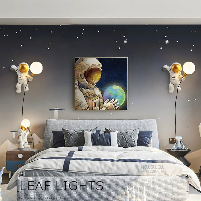 Aplique de pared creativo 2021, aplique de pared de astronautas y astronautas para dormitorio de niño 