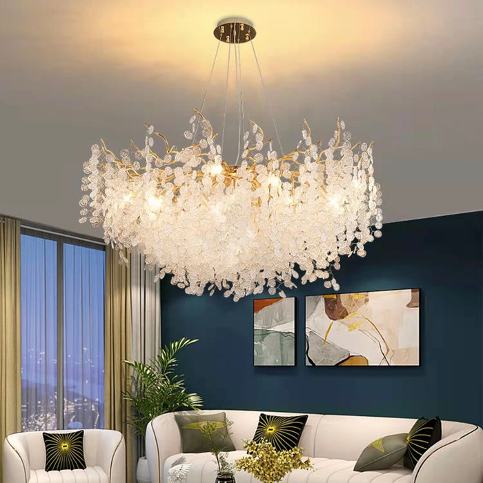 Ramas de lujo de cristal esmerilado, diseños de araña para sala de estar/comedor, lámpara de techo elegante, lámpara de pared, conjunto para el hogar