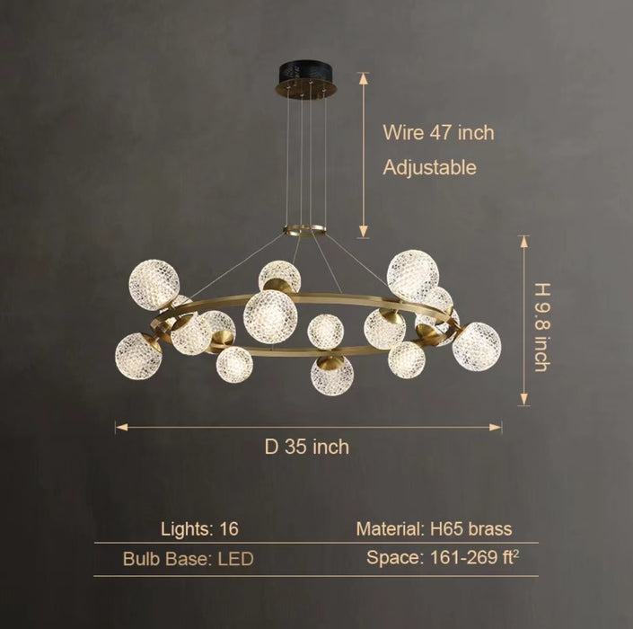 Lampadario moderno in cristallo Lampadario molecolare a soffitto | Lampadario con finitura in cristallo ottone